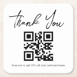 modern minimalist thank you business qr code square paper coaster