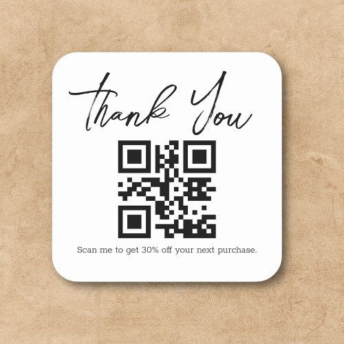 modern  minimalist  thank you business qr code  square sticker