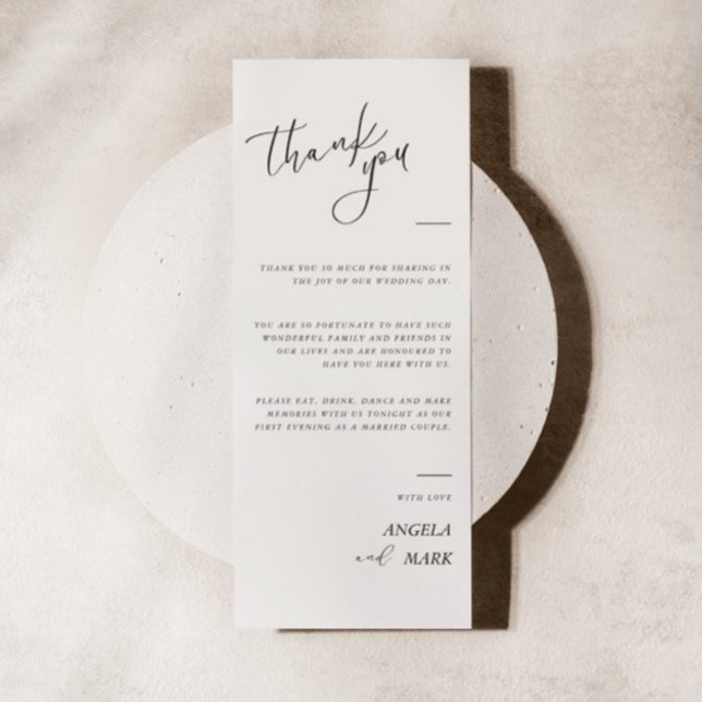 Modern Minimalist Thank You Calligraphy Place Card (Creator Uploaded)