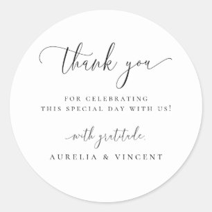 Modern Minimalist Thank You Classic Round Sticker