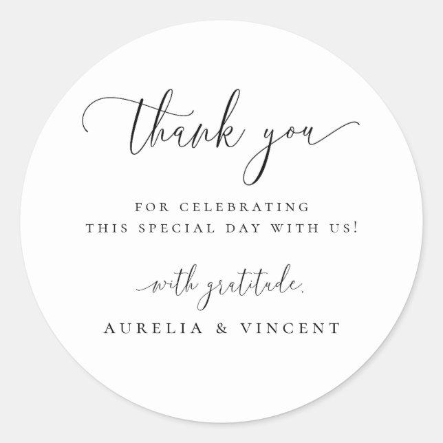 Modern Minimalist Thank You Classic Round Sticker (Front)