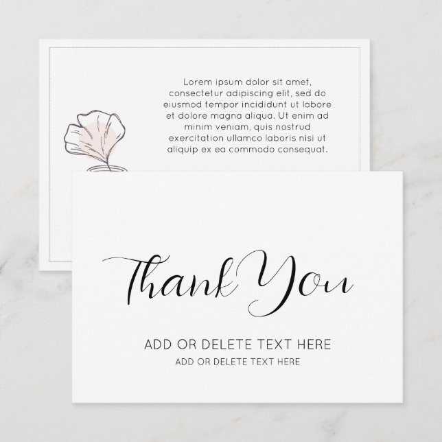 Modern, Minimalist Thank You Congratulations Note Card (Front/Back)