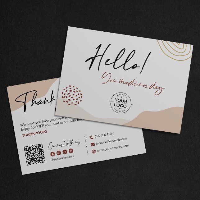 Modern Minimalist Thank You Discount QR Code Logo Card (Creator Uploaded)