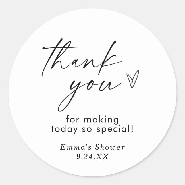 Modern Minimalist Thank You Favor Sticker (Front)