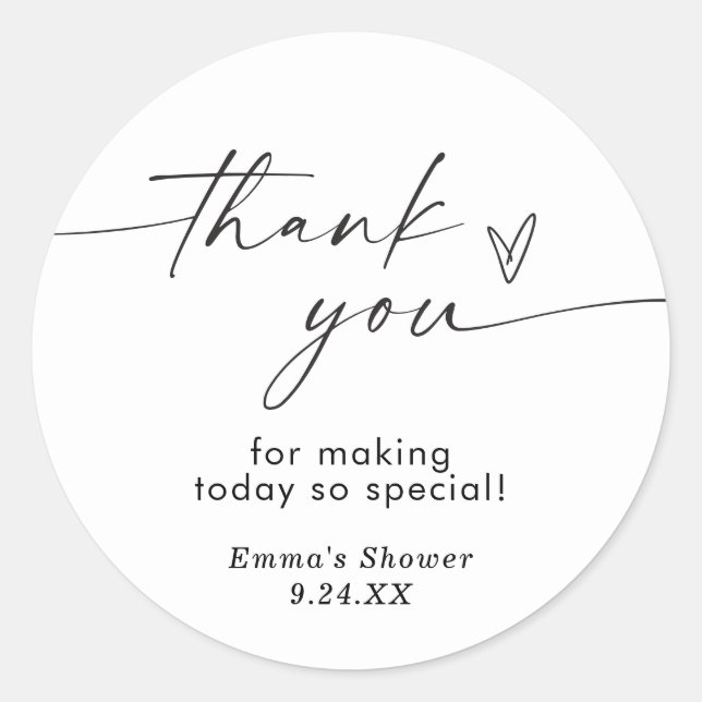 Modern Minimalist Thank You Favor Sticker (Front)