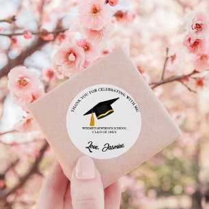 Modern Minimalist Thank you Graduation party Favor Classic Round Sticker