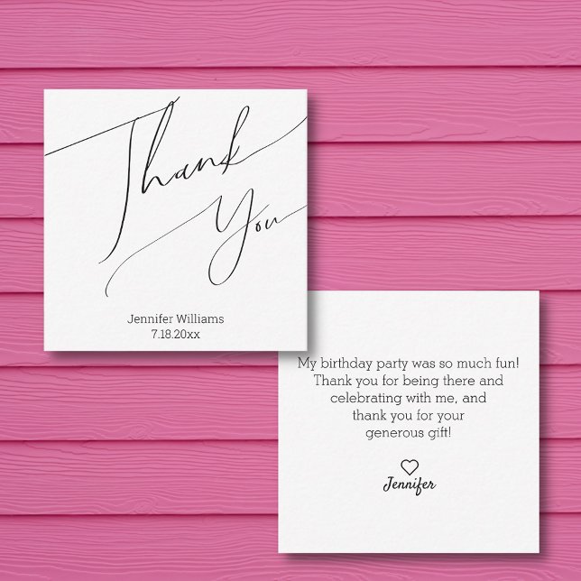 modern minimalist  thank you happy birthday note card (Creator Uploaded)