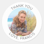 Modern Minimalist Thank You Photo Classic Round Sticker