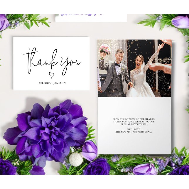 Modern Minimalist Thank You Script Heart Wedding   (Creator Uploaded)