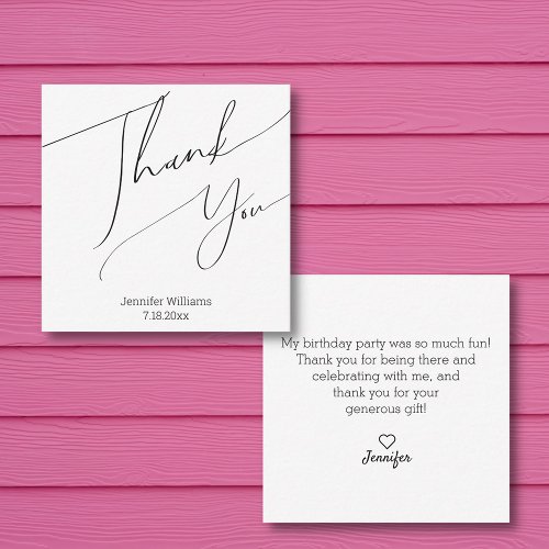 modern  minimalist  thank you sweet 16   note card