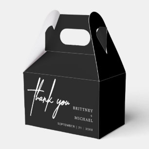 Modern Minimalist Thank You Wedding Black Favor Boxes