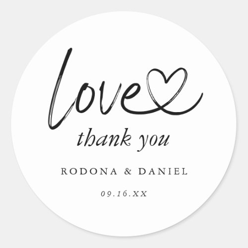 Modern Minimalist Thank You Wedding Classic Round Sticker