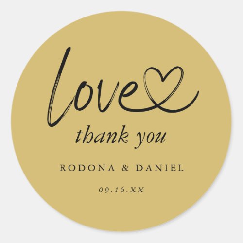 Modern Minimalist Thank You Wedding Gold Classic Round Sticker