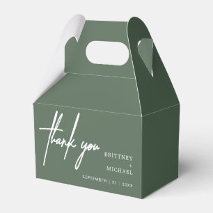 Modern Minimalist Thank You Wedding Sage Green Favor Boxes
