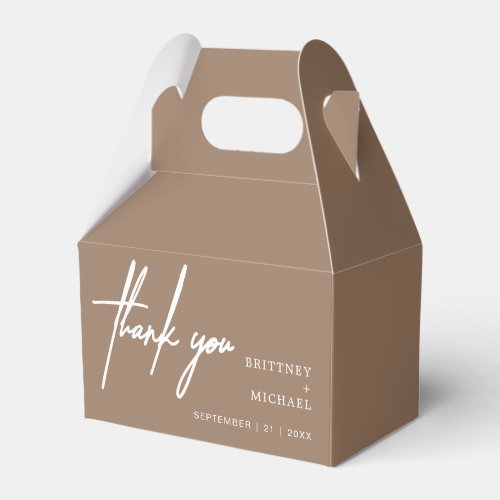 Modern Minimalist Thank You Wedding Tan Favor Boxes