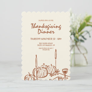 Modern Minimalist Thanksgiving Dinner Invitation