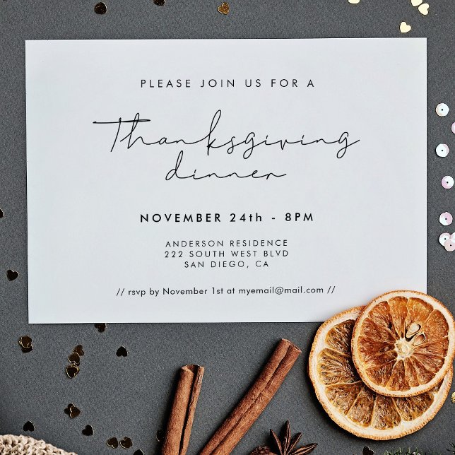Modern minimalist Thanksgiving dinner Invitation (Creator Uploaded)