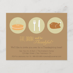 Modern Minimalist Thanksgiving Dinner Party Invitation