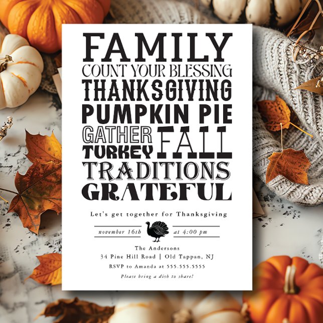 Modern Minimalist Thanksgiving Invitation  (Creator Uploaded)