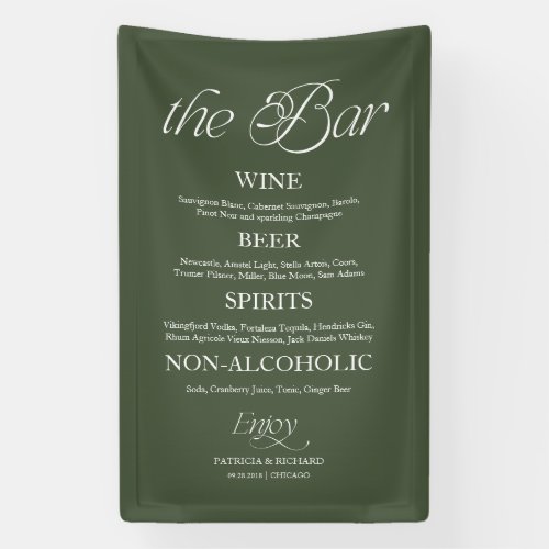 Modern Minimalist "The Bar" Wedding Menu Sign