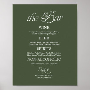 Modern Minimalist "The Bar" Wedding Menu Sign