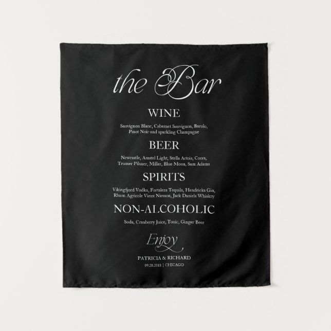 Modern Minimalist "The Bar" Wedding Sign Tapestry (Front)