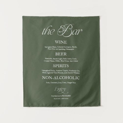 Modern Minimalist "The Bar" Wedding Sign Tapestry