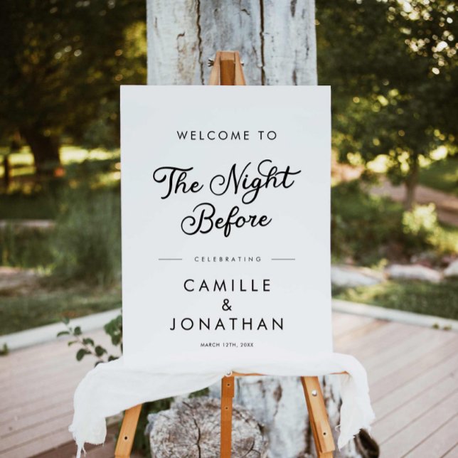 Modern Minimalist The Night Before Welcome Foam Board (Modern Minimalist The Night Before Sign)