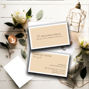 Modern Minimalist Therapist Peach Cream Business Card