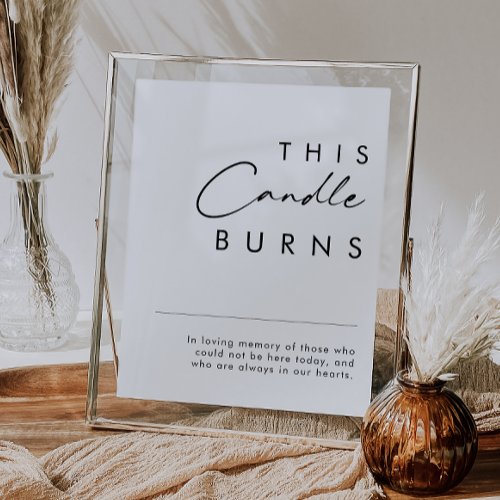 Modern Minimalist This Candle Burns Wedding Sign