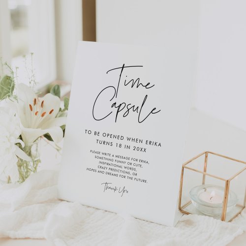 Modern Minimalist Time capsule 1st Birthday sign