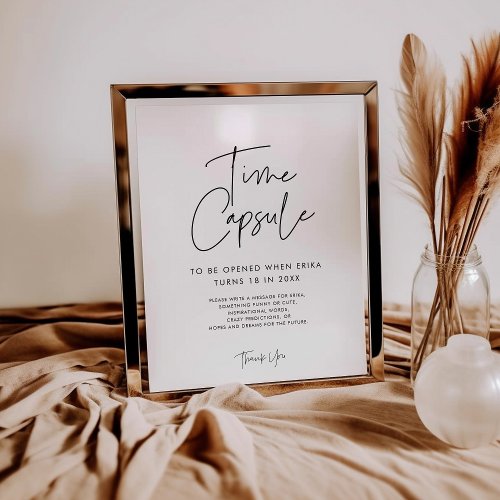 Modern Minimalist Time capsule 1st Birthday sign