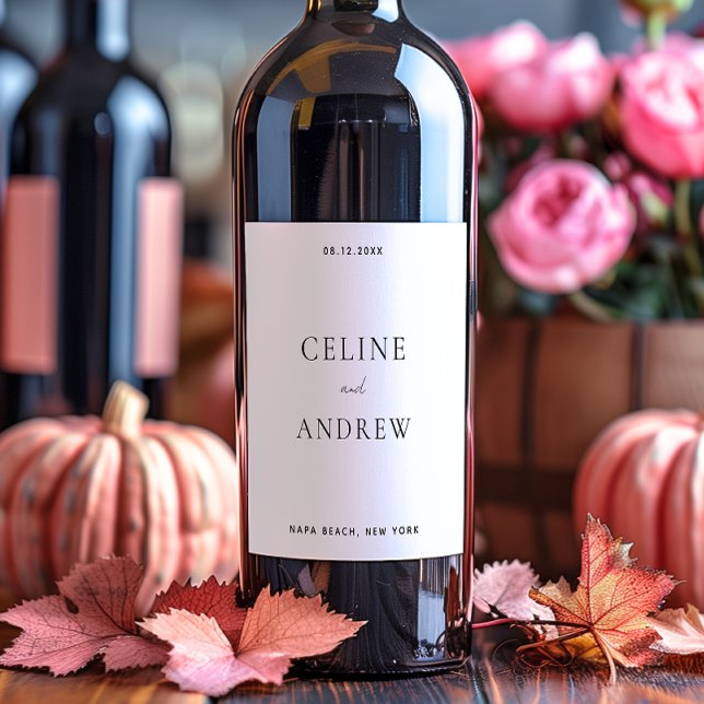 Modern Minimalist Timeless Love Blend Wedding Wine Label (Creator Uploaded)
