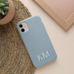 Modern Minimalist Tonal Monogram Case-Mate iPhone 13 Case<br><div class="desc">Modern minimalist design in chic tonal dusty blue colors features your initials or monogram in clean,  simple lettering along the bottom,  layered with a deeper color for a 3D look.</div>