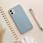 Modern Minimalist Tonal Monogram iPhone 13 Case<br><div class="desc">Modern minimalist design in chic tonal dusty blue colors features your initials or monogram in clean,  simple lettering along the bottom,  layered with a deeper color for a 3D look.</div>
