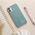 Modern Minimalist Tonal Monogram iPhone 13 Case<br><div class="desc">Modern minimalist design in chic tonal green colors features your initials or monogram in clean,  simple lettering along the bottom,  layered with a deeper color for a 3D look.</div>