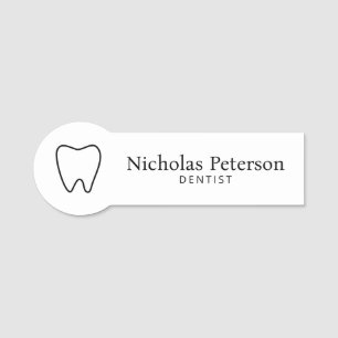 Modern Minimalist Tooth Dentist Dental Clinic Name Tag