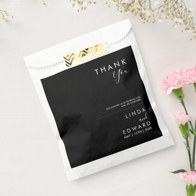 Modern Minimalist Traditional  Black Wedding Favor Bag (Sealed)