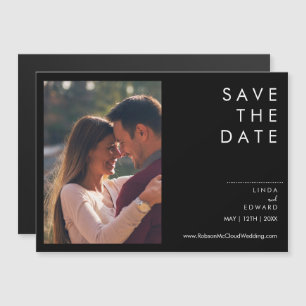 Modern Minimalist Traditional  Black Wedding Magnetic Invitation
