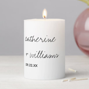 Modern Minimalist Traditional  Black Wedding Pillar Candle