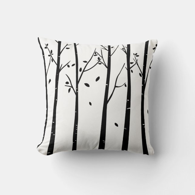 Modern Minimalist Trees Woodland Throw Pillow (Front)