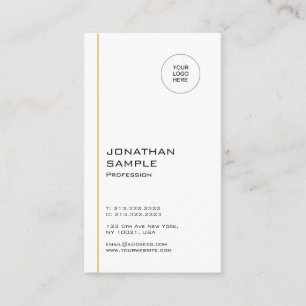 Modern Minimalist Trendy Cool Gold White Vertical Business Card