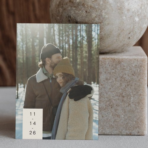 Modern Minimalist Trendy Couple Two Photo  Save The Date