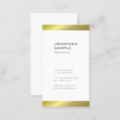 Modern Minimalist Trendy Elegant Gold White Plain Business Card (Front/Back)