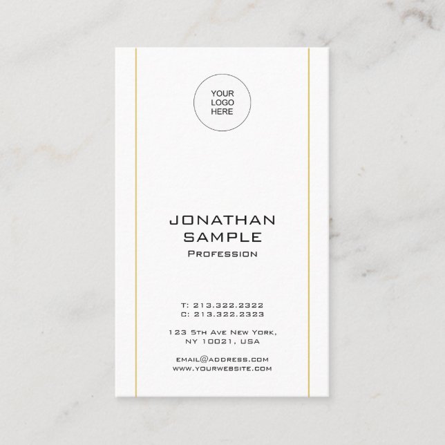 Modern Minimalist Trendy Gold Vertical Template Business Card (Front)
