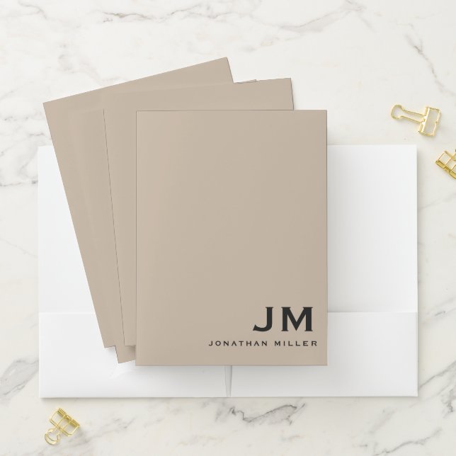 Modern Minimalist Trendy Monogram Pocket Folder (In Situ)