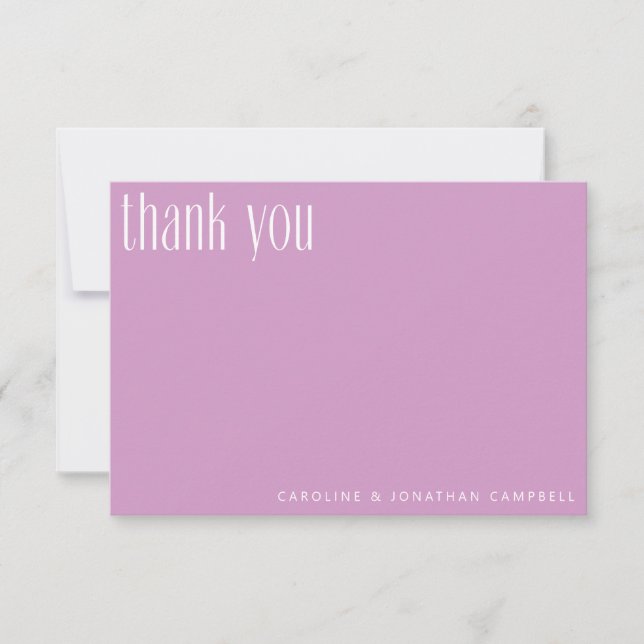 Modern Minimalist Trendy Orchid Custom Wedding Tha Thank You Card (Front)