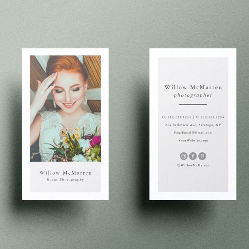 Modern Minimalist Trendy Typography Photography Business Card