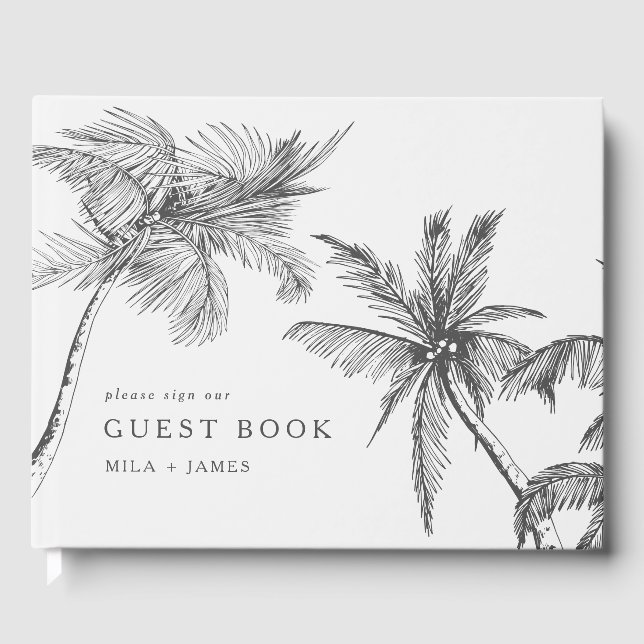 Modern Minimalist Tropical Minimalist Wedding Guest Book (Front)