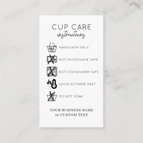 Modern Minimalist Tumbler Cup Care Instructions Enclosure Card